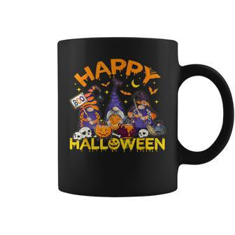 Happy Halloween Three Gnomes Skeleton Zombie Trick Or Treat Coffee Mug - Monsterry