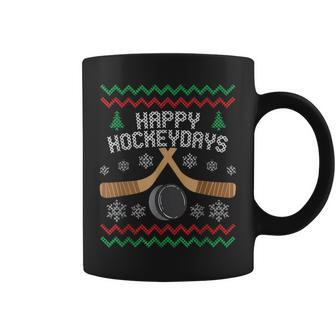 Happy Hockeyday Ice Hockey Boys Christmas Ugly Sweater Coffee Mug | Mazezy