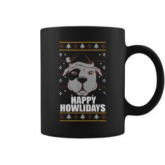 Happy Howlidays Ugly Christmas Sweater Pitbull Dog Meme Coffee Mug - Monsterry DE