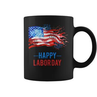 Happy Labor Day Fireworks And American Flag Labor Patriotic Coffee Mug - Seseable