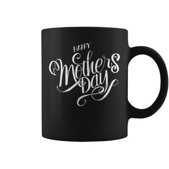 Happy Mothers Day Fancy White Cursive Design Classy Coffee Mug - Thegiftio UK