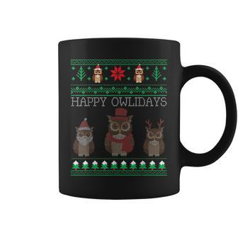 Happy Owlidays Owl Ugly Christmas Sweaters Coffee Mug - Monsterry AU
