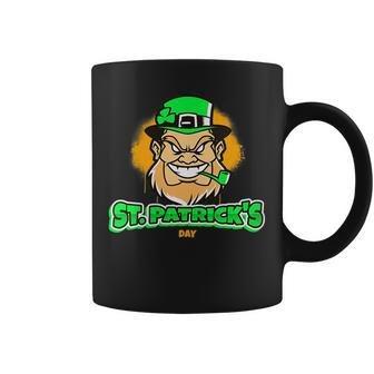 Happy St Patricks Day Scary Angry Leprechaun Design Coffee Mug | Mazezy