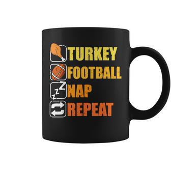 Happy Thanksgiving Turkey Football Nap Repeat Football Coffee Mug | Mazezy