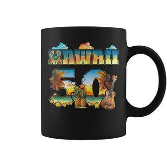 Hawaii 50Th State Hawaiian Beach Hibiscus 50 Maui Sunset Coffee Mug | Mazezy