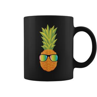 Hawaiian Pineapple With Sunglasses Illustration Gift Coffee Mug | Mazezy