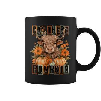 Hay There Pumkin Highland Cow Fall Autumn Thanksgiving Coffee Mug | Mazezy