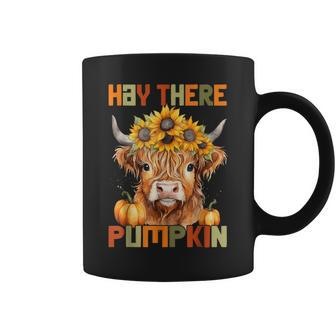 Hay There Pumkin Highland Cow Fall Autumn Thanksgiving Coffee Mug - Seseable