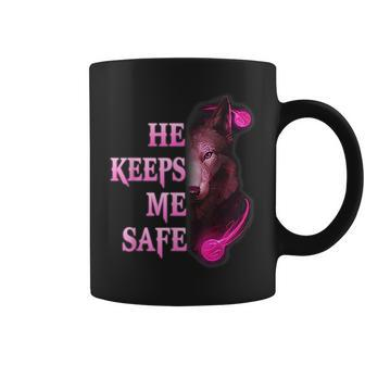 He Keeps Me Safe - She Keeps Me Wild Couple Wolves Coffee Mug | Mazezy