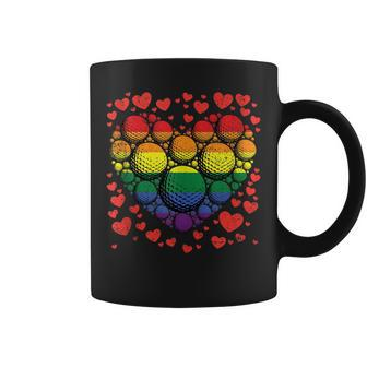 Heart Golf Gay Rainbow Pride Flag Lgbt-Q Retro Golfer Coffee Mug | Mazezy