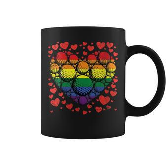 Heart Golf Gay Rainbow Pride Flag Lgbt-Q Retro Golfer Coffee Mug | Mazezy