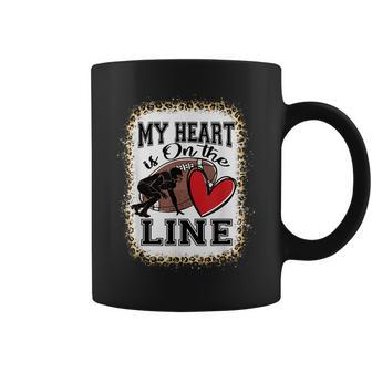 My Heart Is On The Line Offensive Lineman Football Leopard Coffee Mug - Monsterry DE