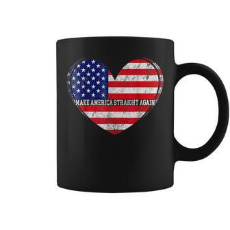 Heart Make America Straight Again Political American Flag Coffee Mug | Mazezy
