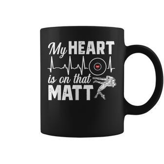Heart Is On Matt Wrestling Mom Wrestler Parent Women Coffee Mug | Mazezy
