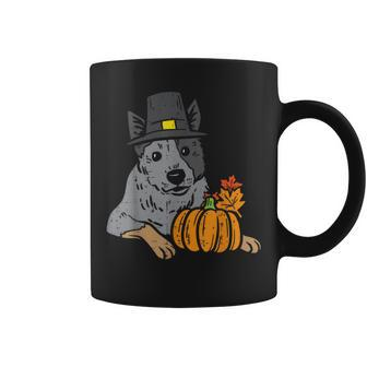 Heeler Pumpkin Leaves Thanksgiving Halloween Fall Cattle Dog Halloween Coffee Mug | Mazezy