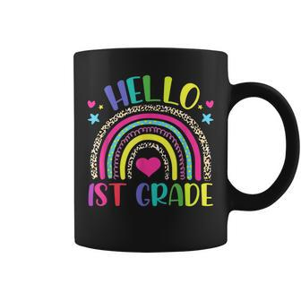 Hello 1St Grade Leopard Boho Rainbow 1St Day Of School Coffee Mug - Thegiftio UK