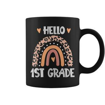 Hello 1St Grade Leopard Boho Rainbow 1St Day Of School Coffee Mug - Seseable