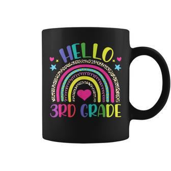 Hello 3Rd Grade Leopard Boho Rainbow 1St Day Of School Coffee Mug | Mazezy