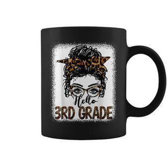 Hello 3Rd Grade Messy Bun Girls Leopard Cute Back To School Coffee Mug - Thegiftio UK