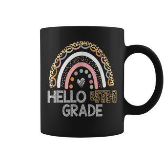 Hello 4Th Grade Leopard Rainbow Back To School Teacher Girls Coffee Mug - Monsterry DE