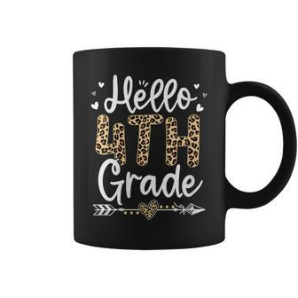 Hello 4Th Grade Leopard Teacher Back To School Girls Women Coffee Mug - Seseable
