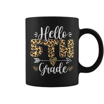Hello 5Th Fifth Grade Leopard Teacher Back To School Girls Coffee Mug - Seseable