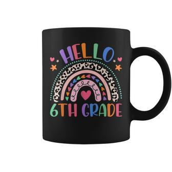 Hello 6Th Grade Leopard Boho Rainbow 1St Day Of School Coffee Mug - Monsterry CA