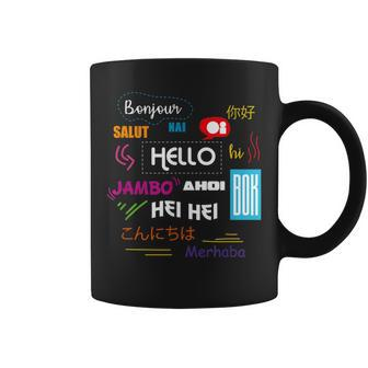 Hello In Different Languages Travel Tourism Language Teacher Coffee Mug | Mazezy CA