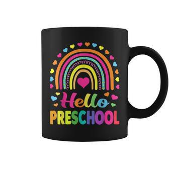 Hello Preschool Teacher Leopard Rainbow Back To School Coffee Mug - Seseable