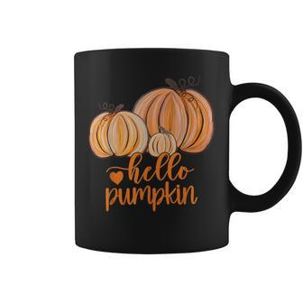 Hello Pumpkin Fall Halloween Graphic Happy Halloween Coffee Mug - Monsterry
