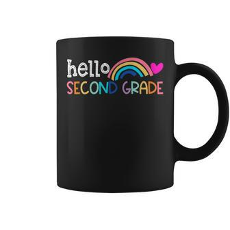 Hello Second Grade Back To School Boho Rainbow Teachers Coffee Mug - Monsterry CA