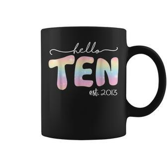 Hello Ten Est 2013 Boys Girls Tie Dye 10Th Birthday Coffee Mug - Seseable