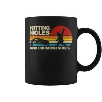 Hitting Holes And Crushing Souls Bigfoot Cornhole Coffee Mug | Mazezy