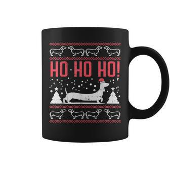 Ho Ho Dachshund Santa Ugly Christmas Sweater Dog Owner Pj Coffee Mug - Seseable