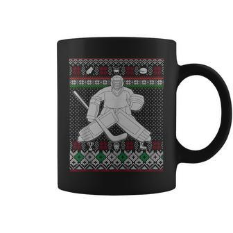 Hockey Goalie Ugly Christmas Sweater Coffee Mug - Monsterry