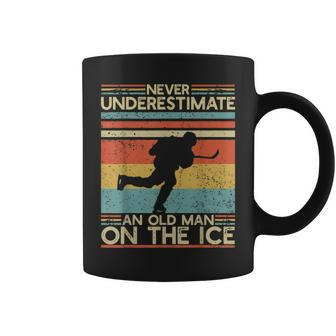 Hockey Lovers Never Underestimate An Old Man On The Ice Old Man Funny Gifts Coffee Mug | Mazezy