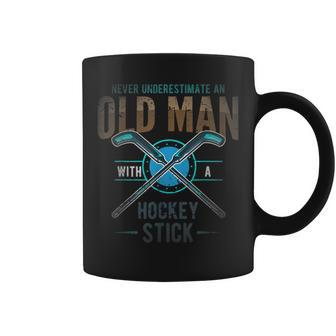 Hockey Or Never Underestimate An Old Man With Hockey Stick Coffee Mug | Mazezy