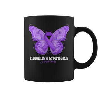 Hodgkin's Lymphoma Awareness Month Purple Ribbon Butterfly Coffee Mug