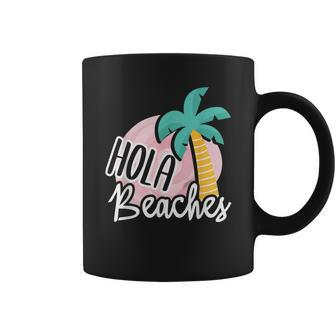 Hola Beaches Palm Tree Beach Summer Vacation Coffee Mug | Mazezy