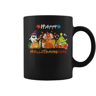 Holiday Happy Hallowthanksmas Christmas Halloween Family Coffee Mug - Seseable