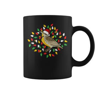 Holiday Xmas Santa Hat Eastern Meadowlark Bird Christmas Coffee Mug | Mazezy