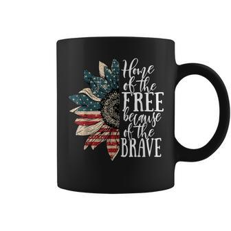 Home Of The Free Because Of The Brave Sunflower Usa Flag Coffee Mug - Thegiftio UK