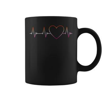 Homosexual Woman Heartbeat Lesbian Pride Flag Ecg Pulse Line Coffee Mug | Mazezy