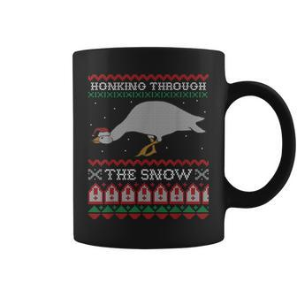 Honking Through The Snow Goose Ugly Christmas Sweater Honk Coffee Mug | Mazezy