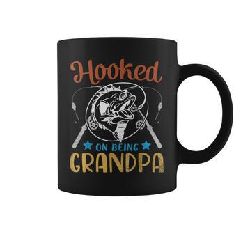 Hooked On Being Grandpa Happy Father Day Fisher Papa Coffee Mug | Mazezy