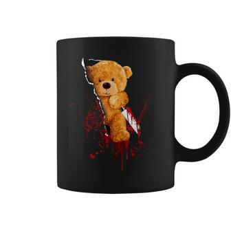 Horror Teddy Bear Cuts Through Fabric Halloween Blood Fun Teddy Bear Coffee Mug | Mazezy