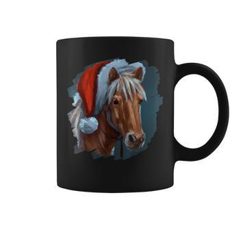 Horse Wearing Santa Claus Hat Horseback Riding Christmas Coffee Mug - Monsterry