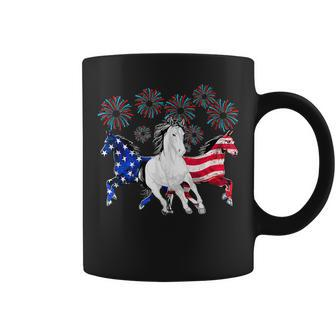 Horses Fireworks 4Th Of July Us Independence Day Coffee Mug | Mazezy