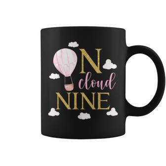 Hot Air Balloon 9Th Birthday Girl On Cloud Nine Coffee Mug - Monsterry