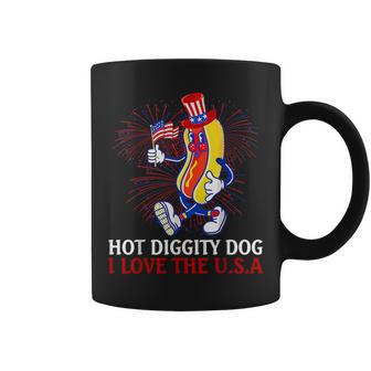 Hot Diggity Dog I Love The Usa 4Th Of July Hotdog American Usa Funny Gifts Coffee Mug | Mazezy